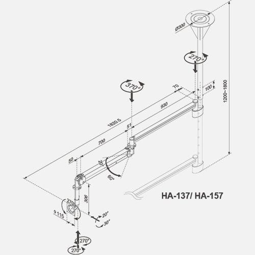 壁面取付タイプ　HA-157　図面