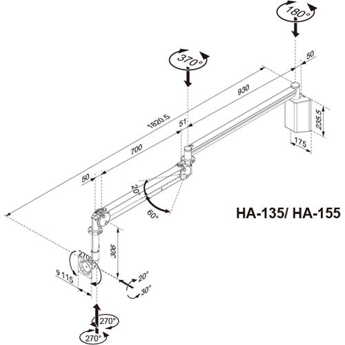 壁面取付タイプ　HA-155　図面